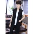 thumbnail image 2 of Chaleco largo a la moda para hombre, chaqueta sin mangas, cárdigan para club nocturno, traje de cantante, capa informal coreana, 2 of 4