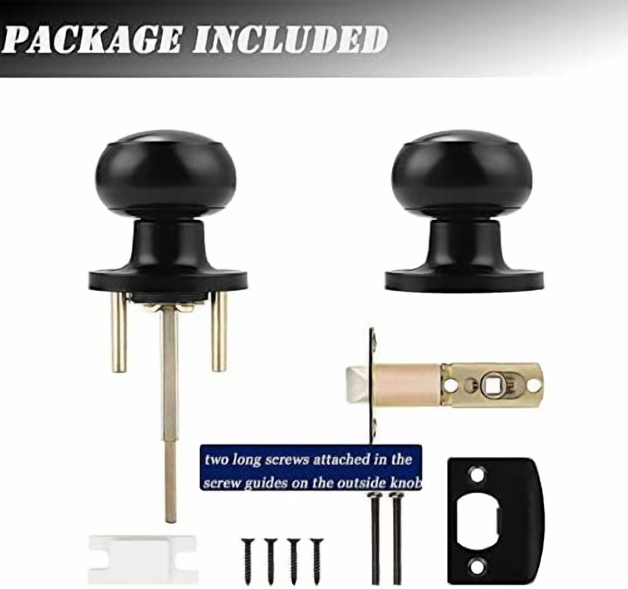 10 Pack Round Privacy Door Knob(Thumb Turn Lock on The Inside), Keyless Doorknobs Interior/Exterior Lockset,Privacy Knobs for Bedroom/Bathroom,Black Modern Design Door Hardware