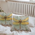thumbnail image 5 of Modern Oil Painting Outdoor Pillow Covers Pack of 2 Retro Yellow Dragonfly Waterproof Throw Pillow Covers Decorative Cushion Cases for Patio Garden Tent Balcony Couch 16x16 inch, 5 of 8