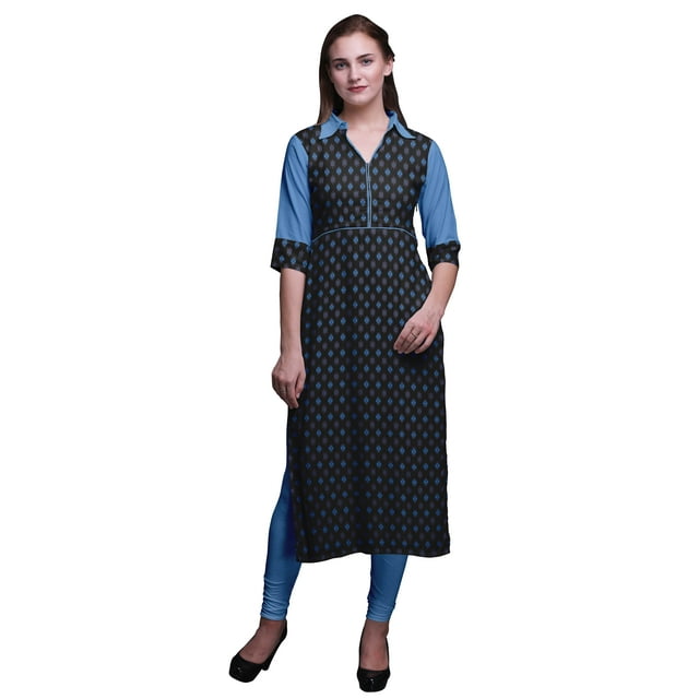 Bimba Robes Tuniques Droites en Rayonne pour Femmes Kurta Imprimée Tenue d'Été