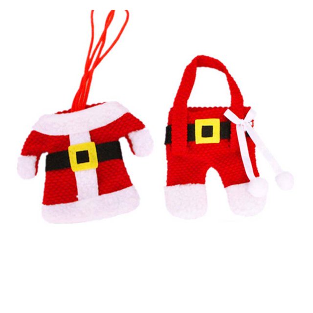 Maoww Tableware Cover Santa Suit Christmas Silverware Holder Pockets Red Dinner Table Party Decorations Kit
