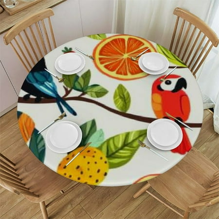 

Autua Birds Fruits Leaves Round Tablecloth Stain-Resistant Washable for Indoor Outdoor Restaurants Weddings Parties 100% Polyester for Picnic Dining Kitchen Farmhouse Tablecloth 42 -46