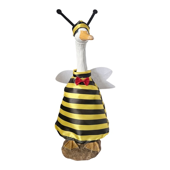 Bee Porch Goose Clothes for 23 Inch Cement Goose, Porch Goose Outfit with Striped Dress, Wings and Antennas, Whimsical Spring Yard Decor for Patio or Lawn