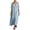 Sky Blue, variant on Women Lightweight Crinkle Linen Maxi Dress Contrast Placket Roll Sleeve Loose Long Shirt Breathable Beach Vacation Cover Up