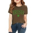 thumbnail image 4 of XIMIN Girls Boys Vintage "IRISH" Letter & Clover Kids' Short-Sleeve Crew Neck T-Shirt - Soft Emerald Green St. Patrick's Day Irish Heritage Top, 4 of 7