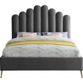 thumbnail image 4 of Meridian Furniture Lily Solid Wood and Tufted Velvet King Bed in Gray, 4 of 7
