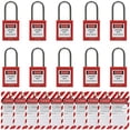 thumbnail image 1 of 10 cerraduras de bloqueo y etiquetado rojas con 10 etiquetas de bloqueo y etiquetado, con llaves diferentes, 1 of 8