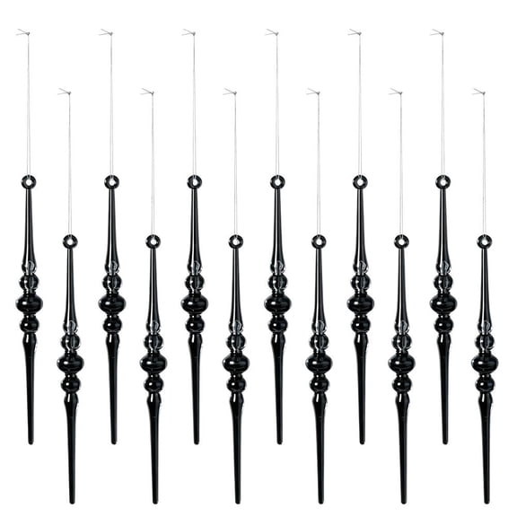 OADUKQ Christmas Ornaments, Acrylic Icicle Ornaments with Teardrop, Christmas Tree Decorations and Winter Holiday, Black, 6.57 in