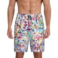 thumbnail image 1 of Balery Colorful Watercolor Dots Pantalones cortos de pijama de punto de algodón para hombre con cinturilla y bolsillos-X-Large, 1 of 6