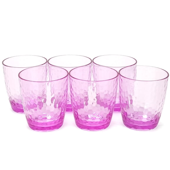 Set of 6 Hammered Style 15-ounce/430ml Acrylic Glasses Plastic Tumbler,BPA Free,Dishwasher Safe (purple)