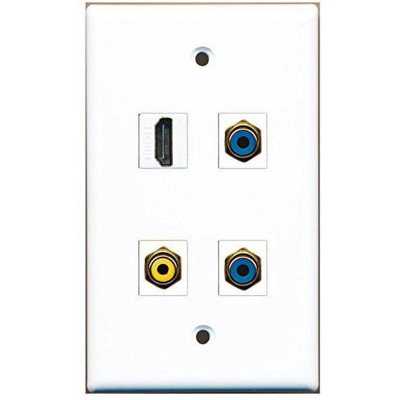RiteAV - 1 Port HDMI 1 Port RCA Yellow 2 Port RCA Blue Wall Plate