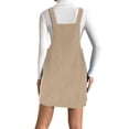 thumbnail image 3 of Baqcunre Maxi Dresses for Women 2024 Women's Solid Color Corduroy Loose Sleeveless Suspender A Line Suspender Dress Dresses for Women 2024 Summer Dresses for Women 2024 Womens Dresses Khaki S, 3 of 9