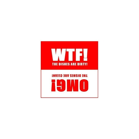

Dishwasher Magnet Clean Dirty Sign - 2.5 x 2.5 Inch Square Red Refrigerator Magnets - WTF & OMG! Funny Housewarming Gifts by Flexible Magnets