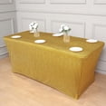 thumbnail image 3 of Efavormart 6ft Metallic Gold Glitter Rectangular Spandex Fitted Table Cover, Stretch Fit Tablecloth, 3 of 9