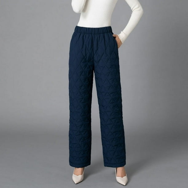 Pantalones anchos de algodón para mujer, otoño e invierno, pantalones gruesos y cálidos para mujeres de mediana edad y mayores, pantalones casuales de algodón rectos de talla grande para