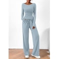 thumbnail image 6 of PRETTYGARDEN Women's 2 Piece Lounge Sets Asymmetrical Long Sleeve T Shirt Wide Leg Pants Casual Outfits Tracksuit, 6 of 8