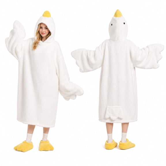 Goose Blanket Hoodie Onesie, Wearable Oversized Duck Blanket Hoodie, Gift for Adults & Teens