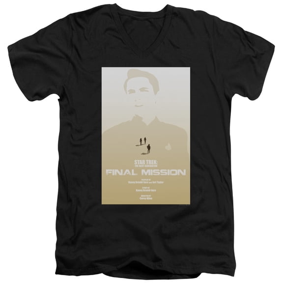 Star Trek Tng Season 4 Episode 9 Adult V-Neck 30/1 T-Shirt Black