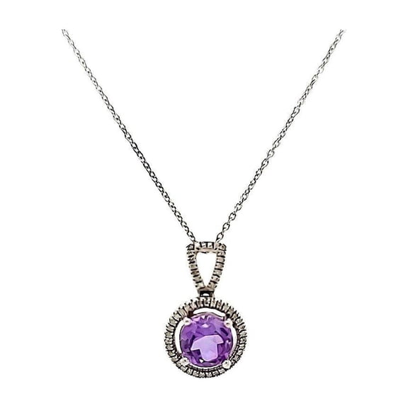 Fun & Inexpensive Diamond and Amethyst Necklace in Sterling Silver