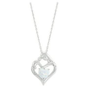 Brilliance Fine Jewelry Created Opal Diamond Heart in Silver Silver Pendant, 18"