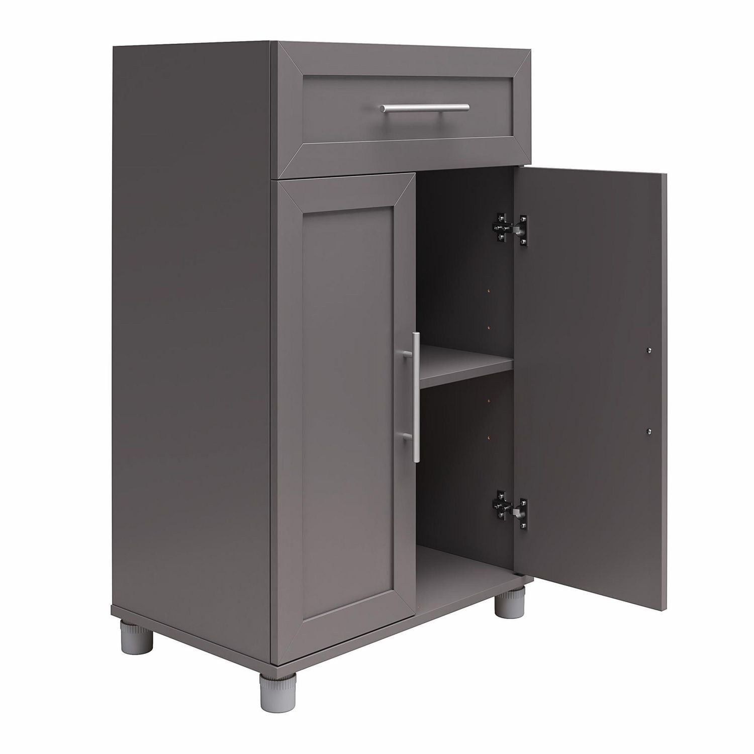Systembuild Evolution Camberly Framed 2 Door/1 Drawer Storage Cabinet, Graphite Gray