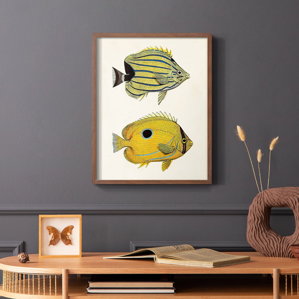 Yellow & Grey Fish III Framed Print - Solid Wood in Single Picture Frame Solid Wood 2 Framed Print