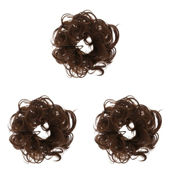 unbranded 3pcs Hair Twirl Piece Messy Bun Curly Ponytail Extensions Scrunchie High Temperature Chemical Fiber Wig (8#)