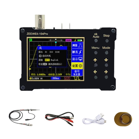 ZEEWEII DSO154Pro 320*240 Résolution Écran Couleur TFT de 2,4 Pouces Oscilloscope Numérique Fréquence d'Échantillonnage 40 Msa/s Prise en Charge du Signal