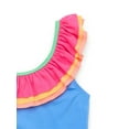 thumbnail image 2 of Wonder Nation Girls Ribbed One Shoulder Ruffle One Piece Swimsuit with UPF 50+, Sizes 4-18 & Plus, 2 of 4