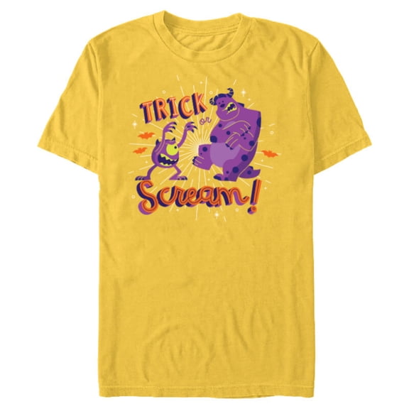 Disney PIXAR Monsters, Inc. Mike & Sulley Trick or Scream - Short Sleeve Blended T-Shirt for Adults - Customized-Putty Snow Heather