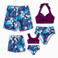 thumbnail image 1 of PatPat Family Matching Tropical Plants and Floral Print Swim Trunks or Halter two-piece Swimsuit, 1 of 6