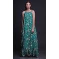 thumbnail image 2 of Bimba Teal Green Bird Floral & Paradise Whydah Printed Long Maxi Dress For Women Rayon Nightgown Spaghetti Strap Ladies Sleepwear X-Small, 2 of 5