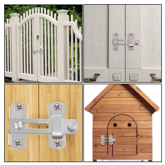 Xingzhi 2pcs/set Stainless Steel Gate Latches Enhancing Security And Durability silver 1Set