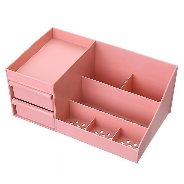 Estuche para cosméticos con dobladillo para oficina, color rosa, 26,5 x 16 x 12 cm