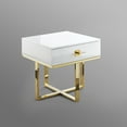 thumbnail image 6 of Hilo White Gold Side Table - 1 Drawer, Hight Gloss Lacquer Finish, Polished Stainless Steel Base, 6 of 10