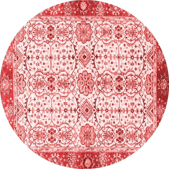 Ahgly Company Machine Washable Indoor Round Oriental Red Traditional Area Rugs, 6' Round