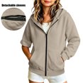 thumbnail image 2 of Besolor Teen Kids Girls Clothes Sweatshirts Casual Removable Long Sleeve Hoodies Fall Winter Oversized Fleece Jackets with Pocket(15-16 Years,Khaki), 2 of 7