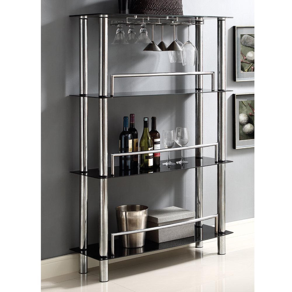 Home Source Black Glass Bar Unit