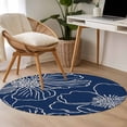 thumbnail image 5 of Blue Flowers 3ft Area Rug, Spring Floral Botanical Modern Art Washable Non-Slip Small Round Rugs for Entryway Bedroom Kitchen, Soft Circle Carpet for Dining Room, Playroom Nursery Rug, 5 of 9