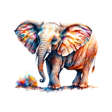 Beautiful Pastel Elephant Edible Cake Topper- 1/4 Sheet