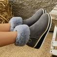 thumbnail image 5 of Women's Wedge Platform Fluffy Ankle Boots Vintage Suede Mid Calf Winter Booties Comfortable Non Slip Dress Boots Gray Size 40, 5 of 7