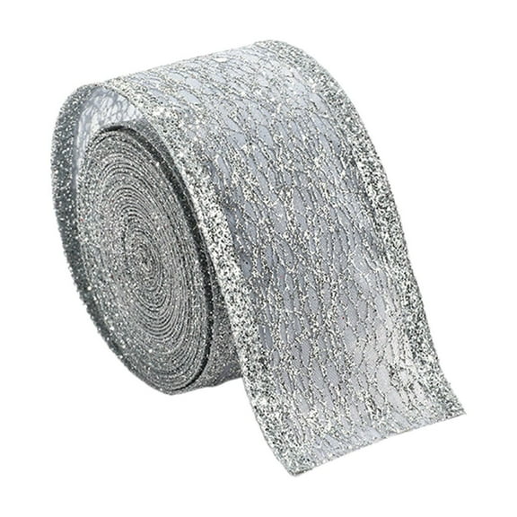 CuiLiyq Champagne Velvet Ribbon, Wired Ribbon Christmas Ribbon, for DIY Crafts Gift Wrapping Christmas Tree Bows Wreath Decorations (Silver)