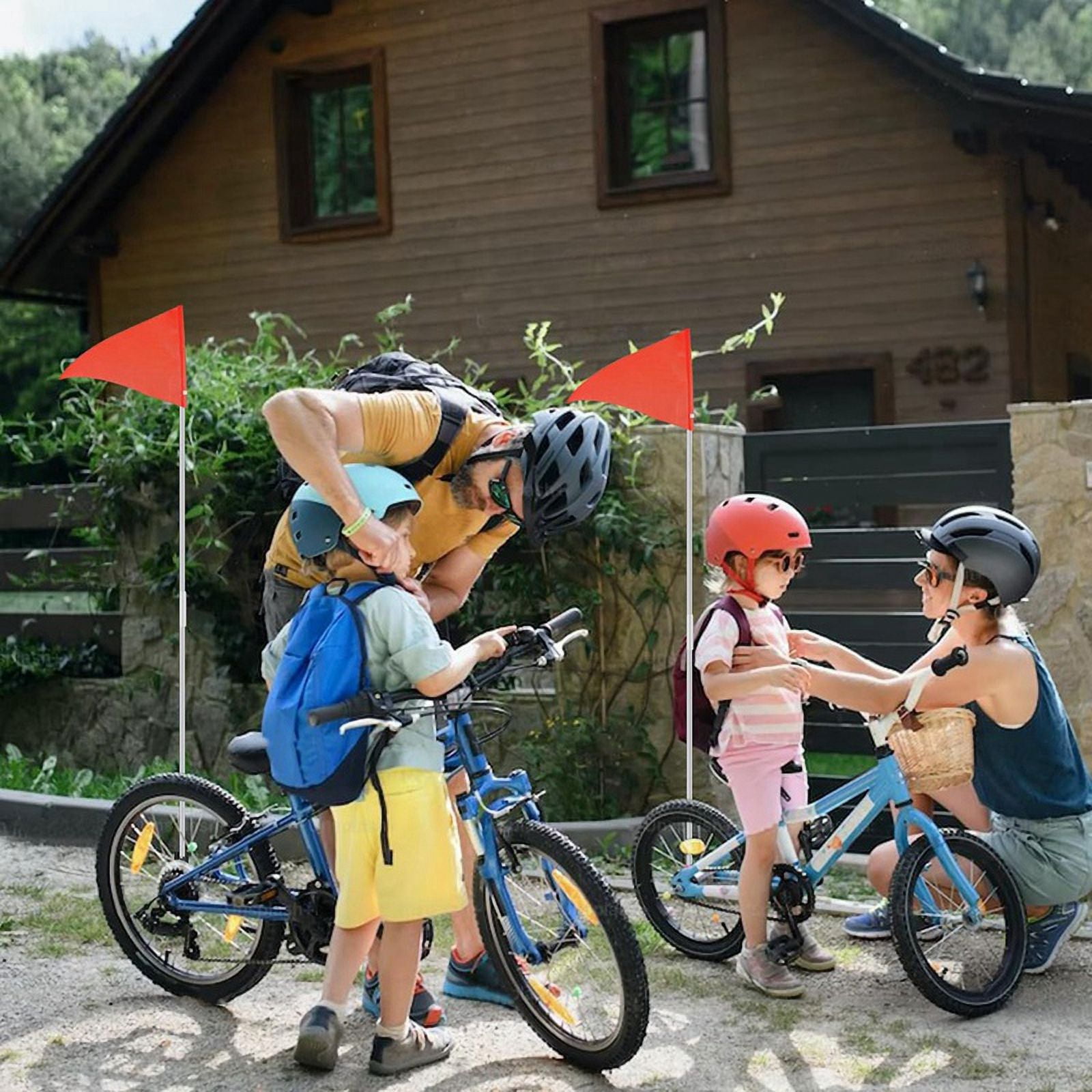 1 Set 6Ft Bike Flag with Pole and Mounting Bracket,Adjustable High Waterproof Bicycle Trailer Flags