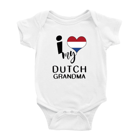 

I Heart My Dutch Grandma Netherlands Love Flag Baby One-Pieces (White 0-3 Months)