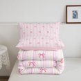 thumbnail image 5 of Manfei Pink Bowtie Queen Comforter Set,Geometric Lines Art Comforter Sets Queen,Pink Reversible,3-Piece,1 Comforter and 2 Pillowcases, 5 of 7