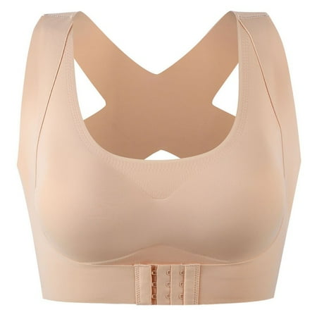 

Oaktree-Sports Bra Seamless Comfortable Sports Bra Seamless Underwear Adjustable Front Buckle Underwireless Gather Bra