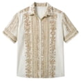 thumbnail image 3 of FINALGANG Mens Vintage Floral Print Short Sleeve Button Down Collared Shirt Casual Loose Fit Hawaiian Shirt For Beach Vacation Daily Streetwear Orange M, 3 of 4