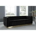 thumbnail image 2 of Maklaine Contemporary Upholstered Black Velvet Sofa with Stainless Steel Base, 2 of 5