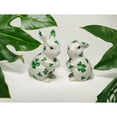 thumbnail image 3 of Ceramic Irish Easter Bunny Salt and Pepper Shakers Shamrock Pattern, 3 of 6