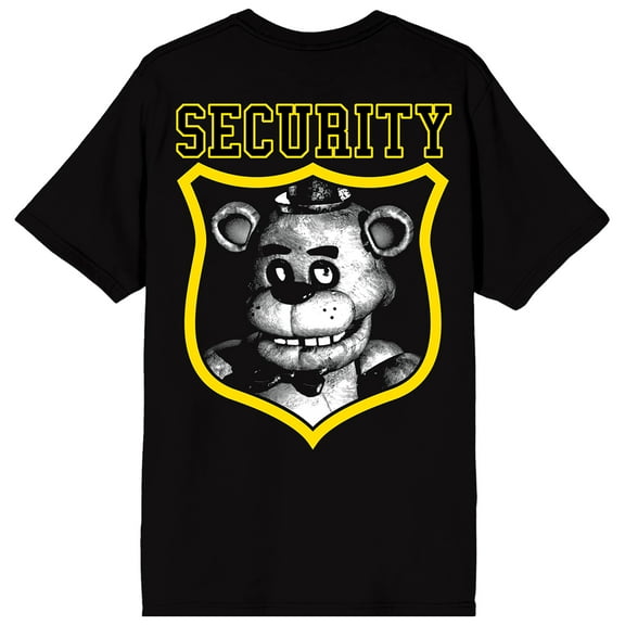 Five Nights At Freddy's Security Freddy Badge Adult Black Crew Neck Short Sleeve T-shirt-3XL